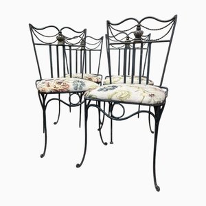 Wrought Iron Garden Chairs, Set of 4