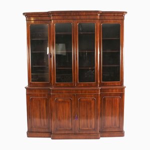 Antique 19th Century English Flame Mahogany Library Breakfront Bookcases