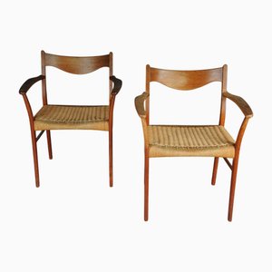 Set of Scandinavian Teak and Rope Armchairs by Arne Wahl Iversen