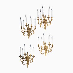 Vintage Rococo Bronze Sconces, Set of 4