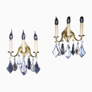 Vintage French Crystal Sconces, 1930s, Set of 2