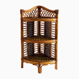 Vintage Bamboo Corner Shelf, 1970s