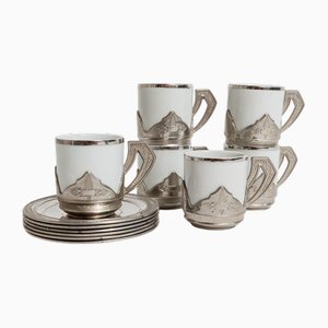 Vintage Coffee Set with Saucers, 1960, Set of 12