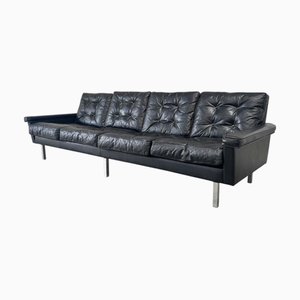 Vintage Leather 4 Seat Sofa, 1960s
