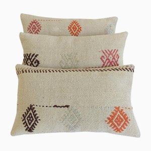 Vintage Handloom Wool Killim Cushions, Set of 3