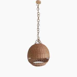 Midcentury Modern Spanish Wicker Pendant Lamp, 1970s