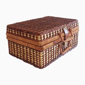 Valise de Pique-Nique Vintage en Osier, France, 1940s