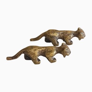Sculture Mid-Century moderne in bronzo di pantera, anni '50, set di 2