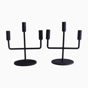 Vintage Brutalist Iron Candleholders, 1950s, Set of 2