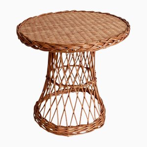 Mesa auxiliar de mimbre estilo costero, años 60