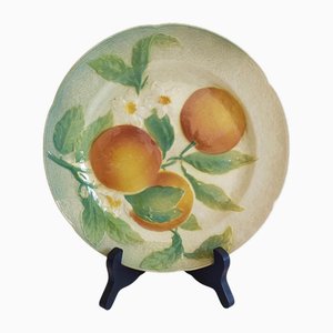Majolica Oranges Plate by Keller & Guerin Saint Clement, 1890s