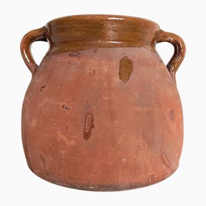 Antique Spanish Terracotta Handmade Cooking Pot, 1890s