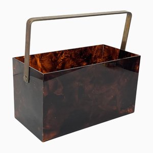 Porte-Revues Mid-Century en Verre Acrylique et Laiton, Italie, 1960s