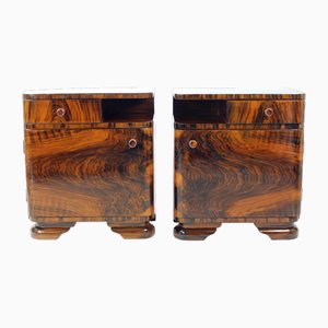 Art Deco Bedside Tables with Faux Wood Graining, Czechoslovakia, 1940s, Set of 2