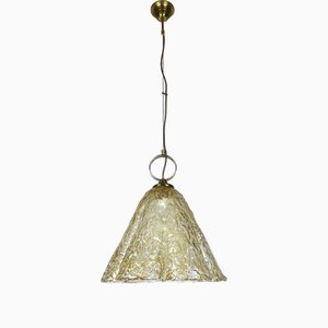 Lampada a sospensione vintage in vetro di Murano di AV Mazzega, Italia, anni '70