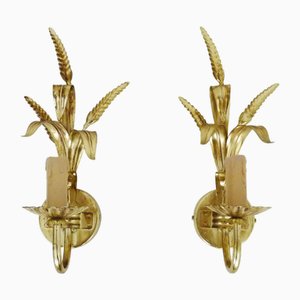 Vintage Golden Wheat Ear Wall Lights from Maison Masca, Florence, 1970s