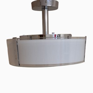 Vintage Ceiling Lamp with White Glass and Chrome-Plated Metal Frame by Honsel, 2000s