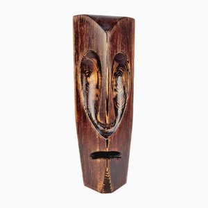 Vintage Arts & Crafts Wooden Mask by Gábor Csóti