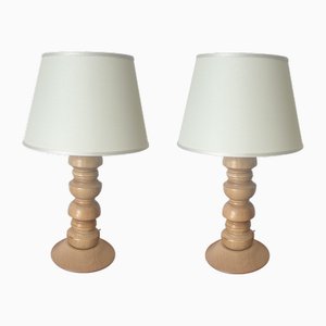 Holz Lampen, 1970er, 2er Set