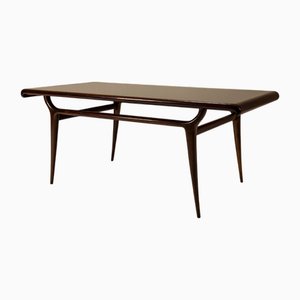 Mesa de comedor italiana vintage con tablero de vidrio, años 50
