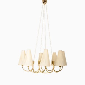 Large Mid-Century Brass Model 1069 Globus Chandelier by Oswald Haerdtl for Rupert Nikoll, 1950s, 1952