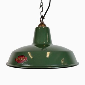 Industrielle Fabrik Hängelampe aus grüner Emaille von Multi Electrical Co., 1960er