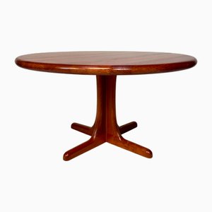 Large Brutalist Round Teakwood Side Table from Silkeborg, Denmark, 1970s