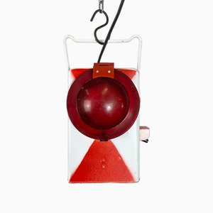 Vintage Industrial Red Railway Lantern, 1980s