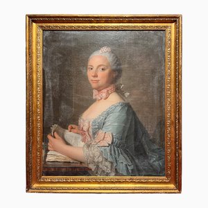 Circle of Jean-Étienne Liotard, Portrait of a Lady, Oil on Canvas, 18th Century, Framed
