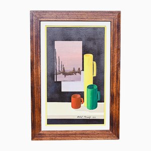 Marcello Boboli, Jarrones tricolor, 1976, óleo sobre lienzo, enmarcado