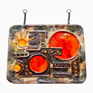 Mid-Century Brutalist Ceramic Wall Sculpture, 1970s