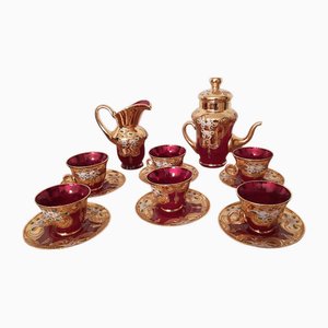 Service à Café en Verre de Murano, Or et Céramique par Murano pour Manifattura Di Murano, 1960s, Set de 8