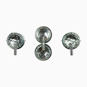 Vintage Italian Cristal Art Sconces in Chrome and Cut Glass, 1970s, Set of 3