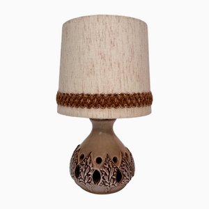 Tischlampe aus Keramik mit Blattdekor von Hustadt- Leuchten, West-Germany, 1960er