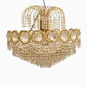 Großer Französischer Kronleuchter mit hellem Kristallglas