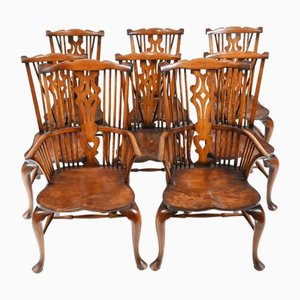 Vintage Windsor Chairs in Yew, Set of 8