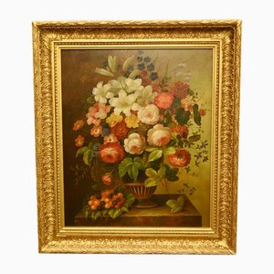 Georgian Artist, Still Life with Flowers & Fruits, Oil Painting