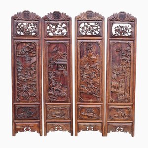 Chinese Carved Panels, 1880, Set of 4