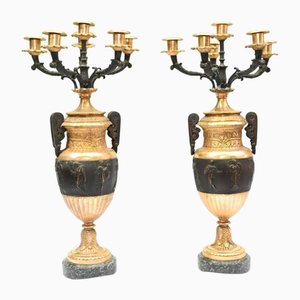 English Gilt and Bronze Candelabras, 1880, Set of 2