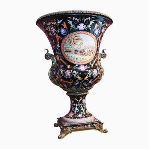French Porcelain Campana Urns, Set of 2
