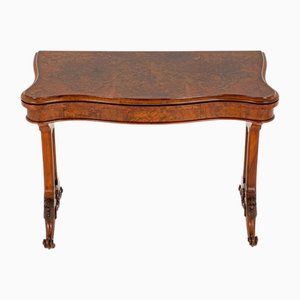 Table de Jeux Victorienne en Ronce de Noyer, 1860