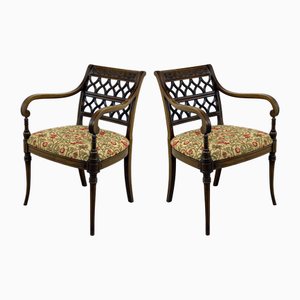 Set of Regency Chairs in Carver Mahogany, 1920s