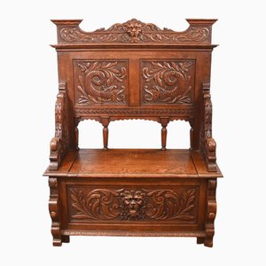 Banc d'Entrée Victorien en Chêne, 1890s