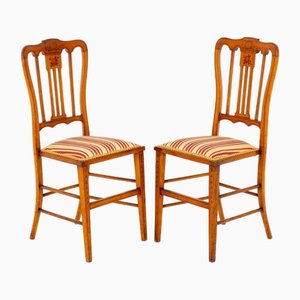 Set of Antique Bedroom Chairs in Satinwood, 1890