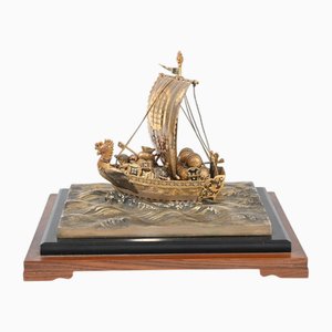 Japanese Silver Plate Takehiko Seki Lucky Treasure Ship, 1930s