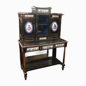 Victorian Side Cabinet with Ebonized Sevres Porcelain Plaques, 1880