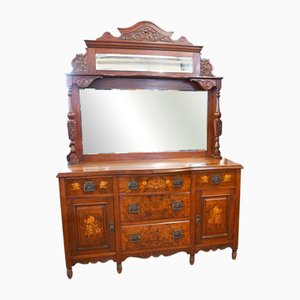 Art Nouveau Edwardian Sideboard Dresser in Walnut Inlay, 1910