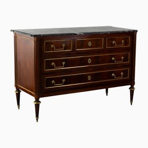 Antique Chest of Drawers with Marble Top, 1830s