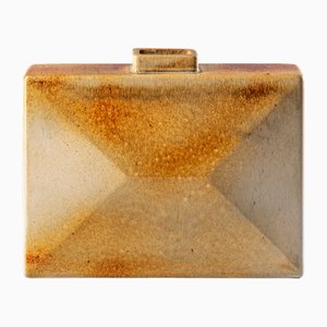 Rectangular Vase in Glazed Ceramic by Leandro Lega, 1982