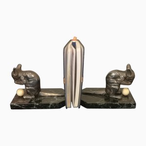Sujetalibros Art Déco con figuras de animales, Francia, años 30. Juego de 2
